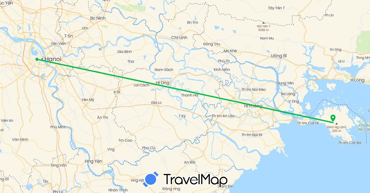 TravelMap itinerary: bus, plane in Vietnam (Asia)